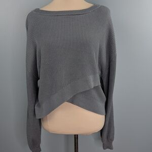 Lululemon Women’s Reversible Crossover Ribbed Sweater Size 14 Blue/Gray